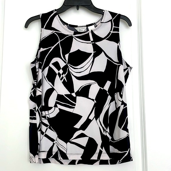 Laura Ashley black & white sleeveless top - Picture 1 of 7